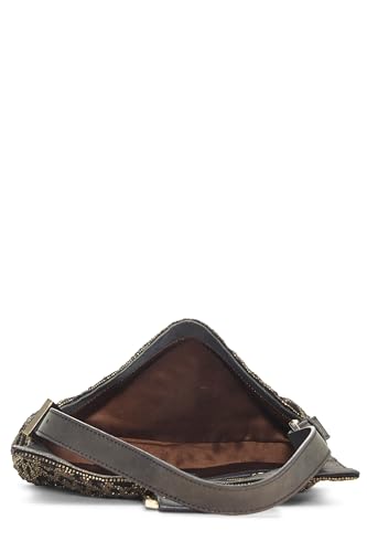 Fendi, Gold & Brown Embellished Beaded Baguette, Brown