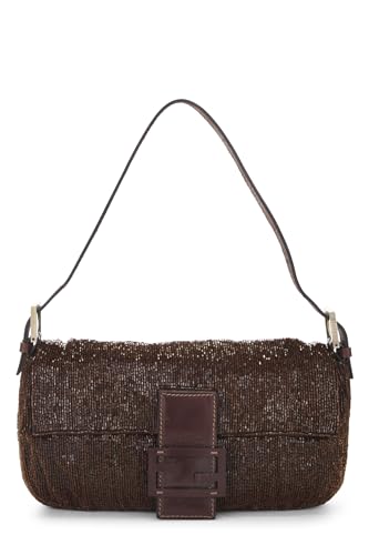 Fendi, Brown Beaded Baguette, Brown