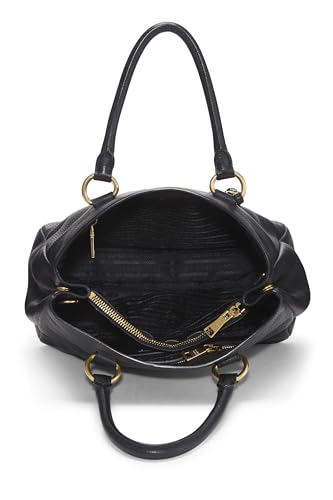 Prada, Black Vitello Daino Convertible Tote, Black