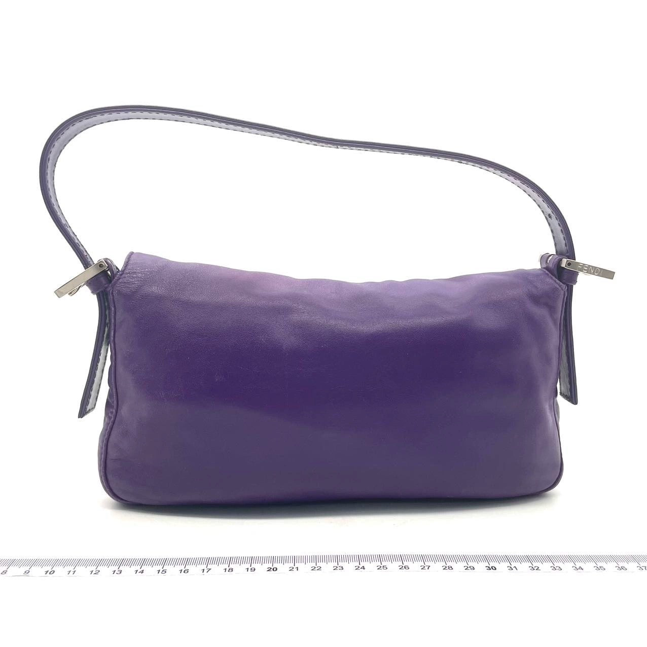 Fendi Baguette   Purple Lambskin Leather Shoulder Bag Silver Hardware