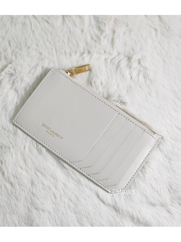 Luxury Saint Laurent Trending 2026 Fragment Zipper Card Wallet Blanc Vintage