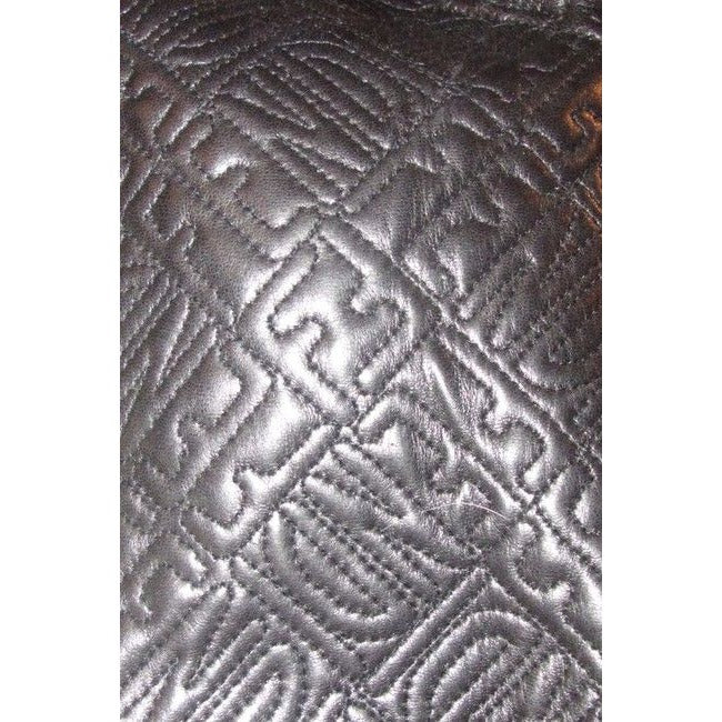 Fendi Black Logo Print Quilted Leather Satchel w Pasta Engraved Gold Handles