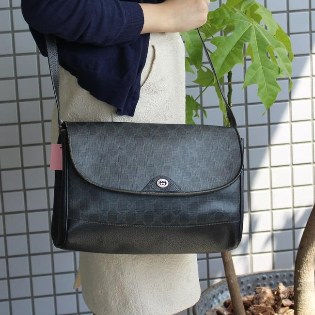 Gucci Envelope Leather Canvas Shoulder Bag