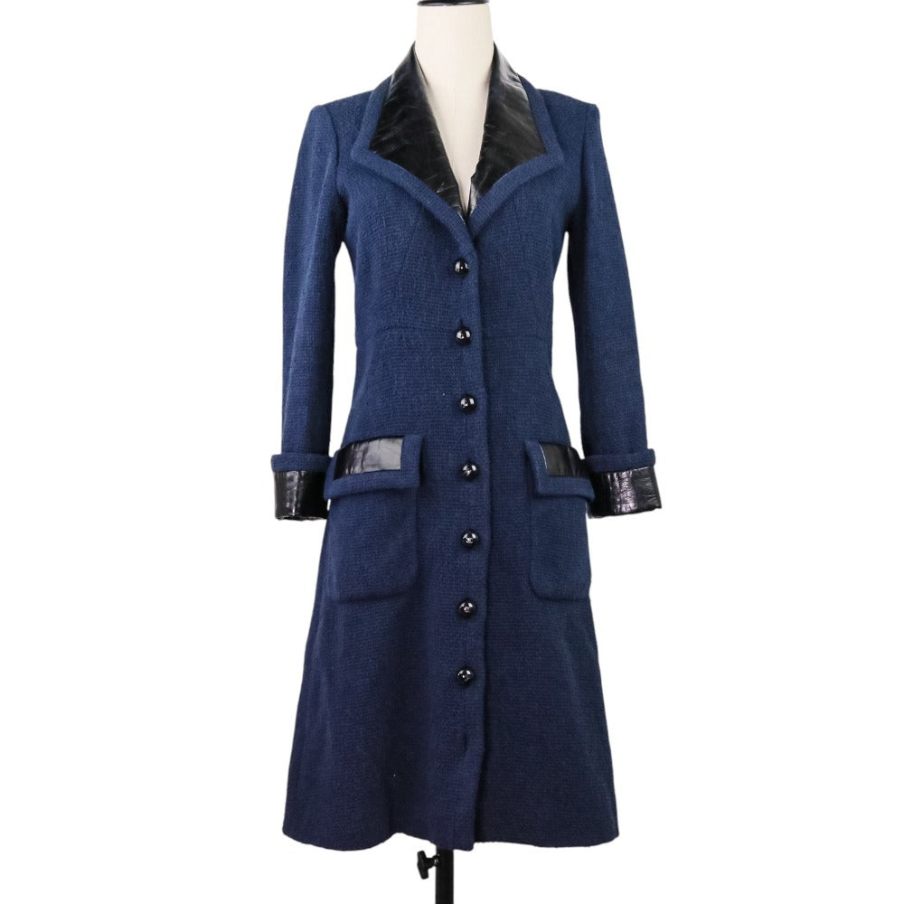 Chanel Tweed Leather Long Coat Handbag