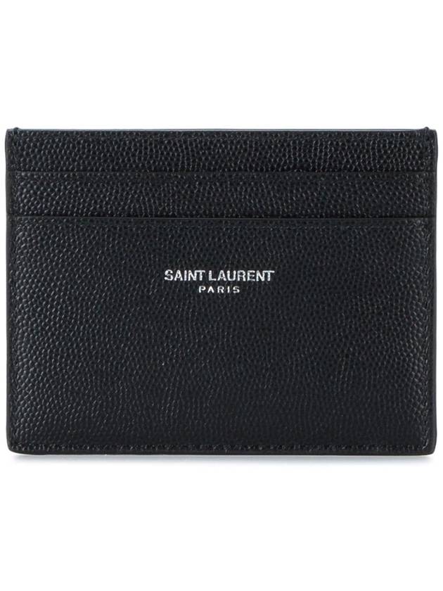 Luxury Saint Laurent Trending 2026 Embossed Leather Card Wallet Black