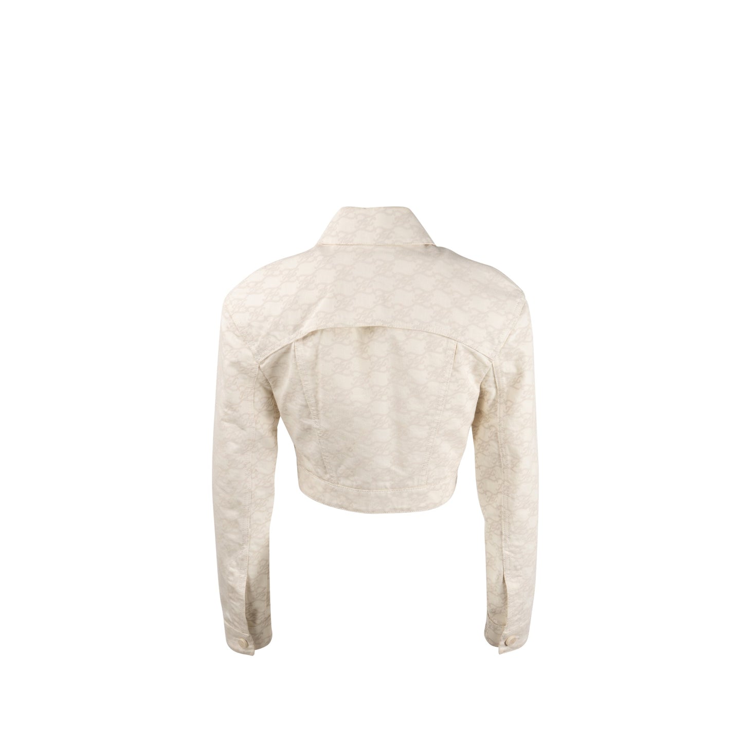 Fendi Size 36 Karligraphy Cropped Denim Jacket Cotton White/ Beige