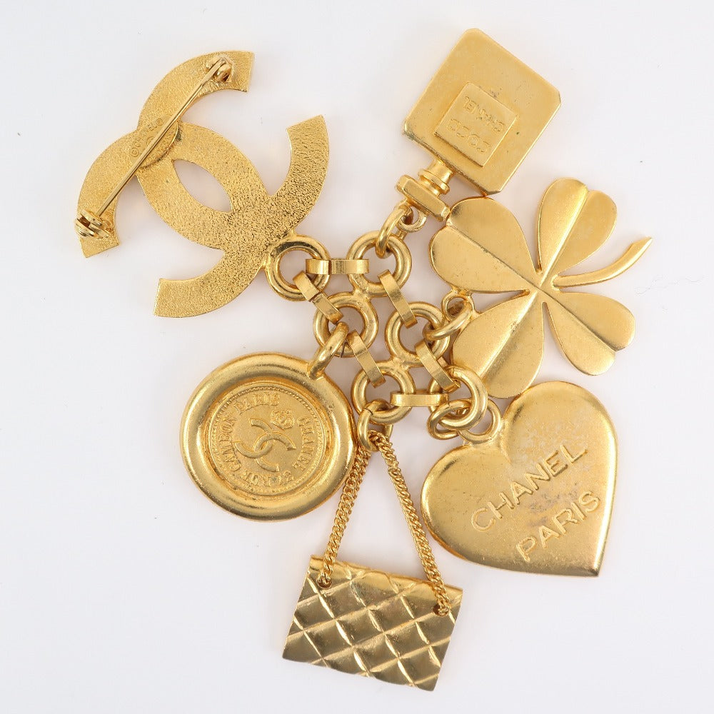 Chanel Gold Plated Heart Clover Brooch Classic Flap Tote