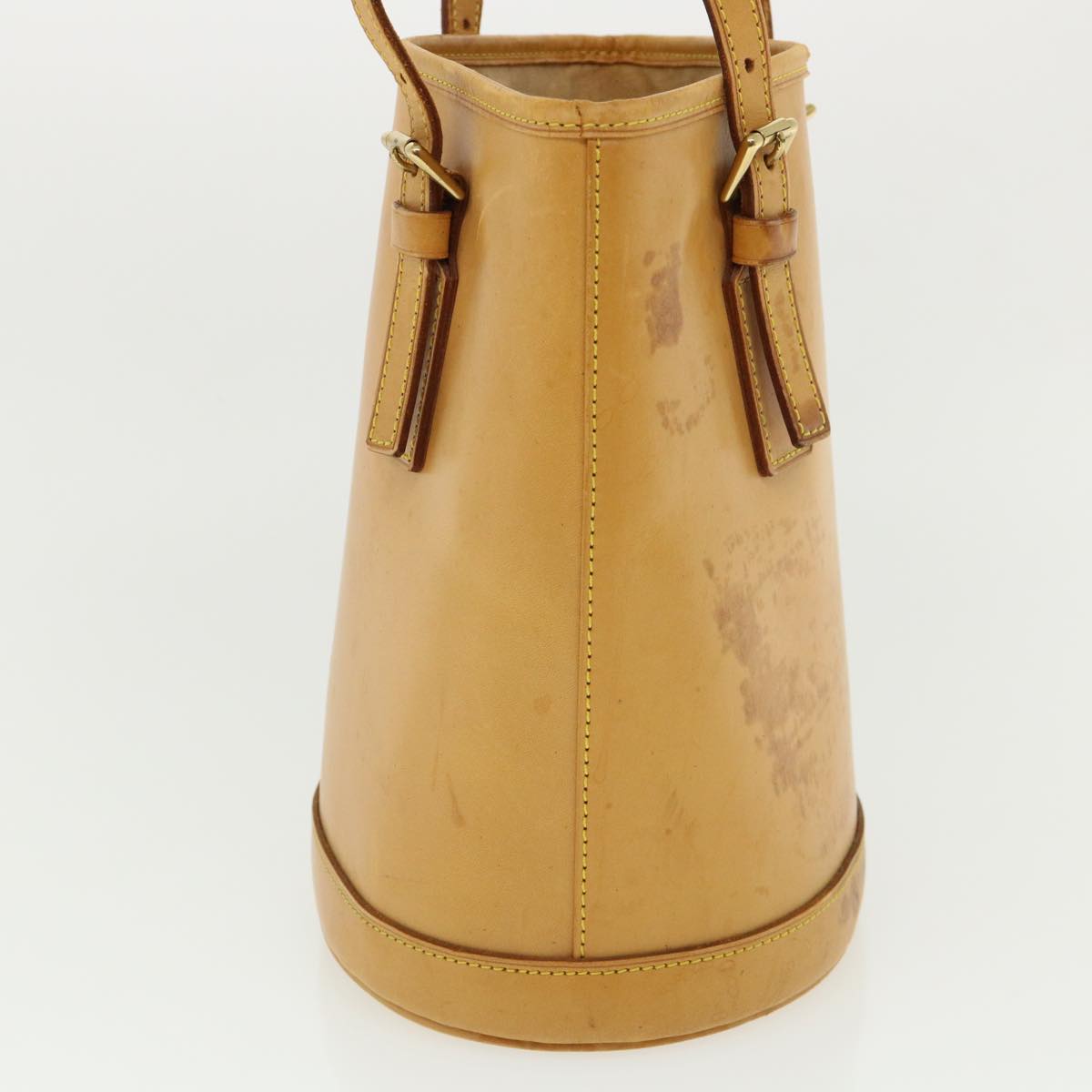 LOUIS VUITTON Nomad Leather Bucket PM Shoulder Bag Beige LV Auth