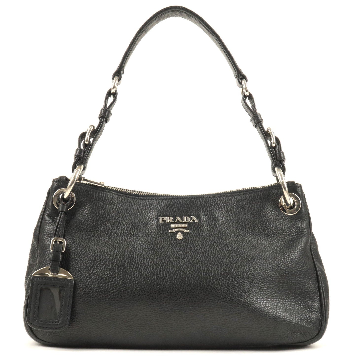 PRADA Vitello Phenix Leather Shoulder Bag NERO Black