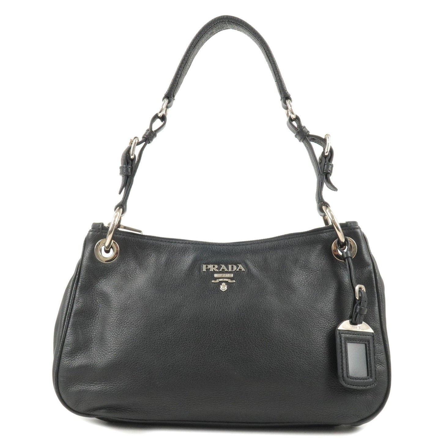 PRADA Vitello Phenix Leather Shoulder Bag NERO Black