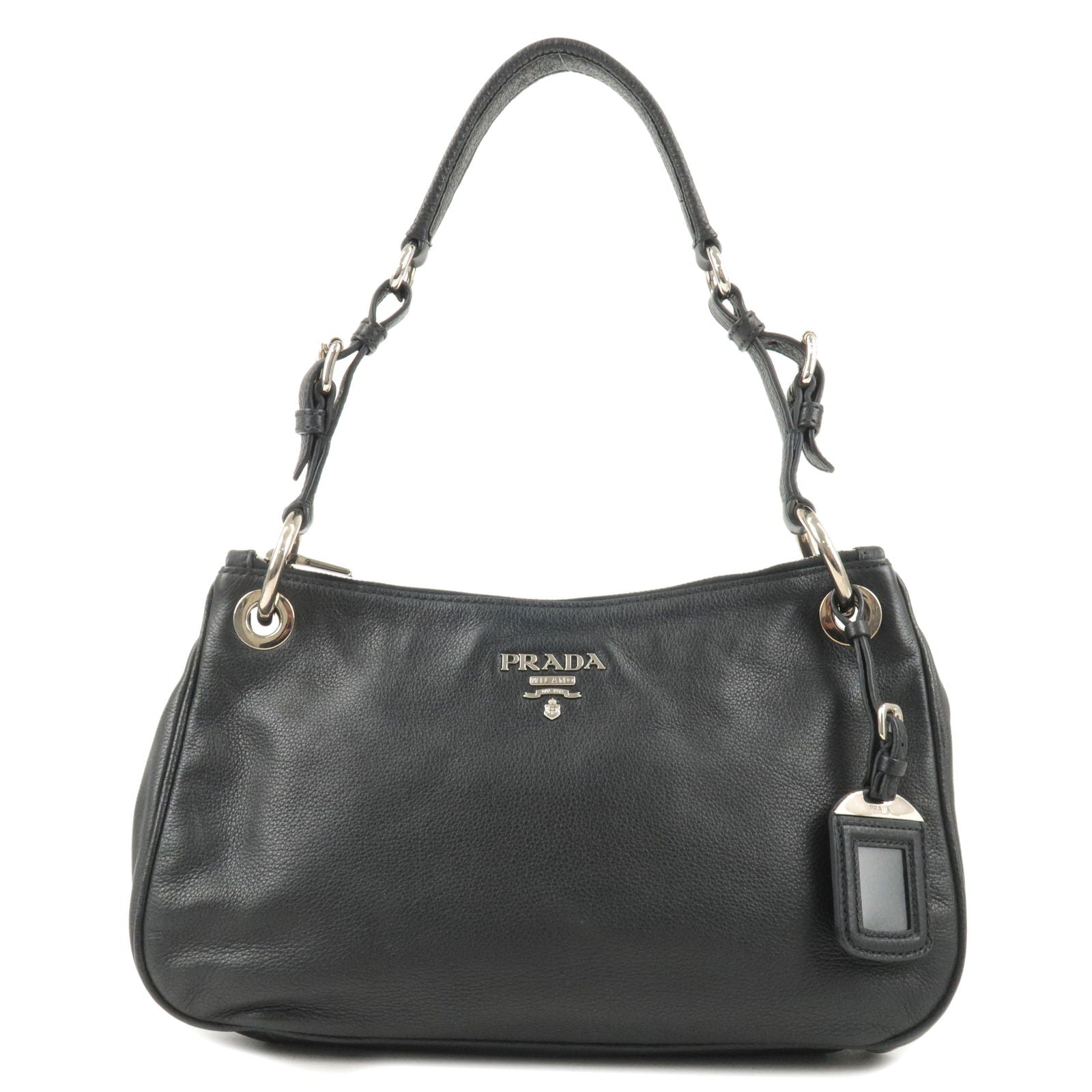 PRADA Vitello Phenix Leather Shoulder Bag NERO Black