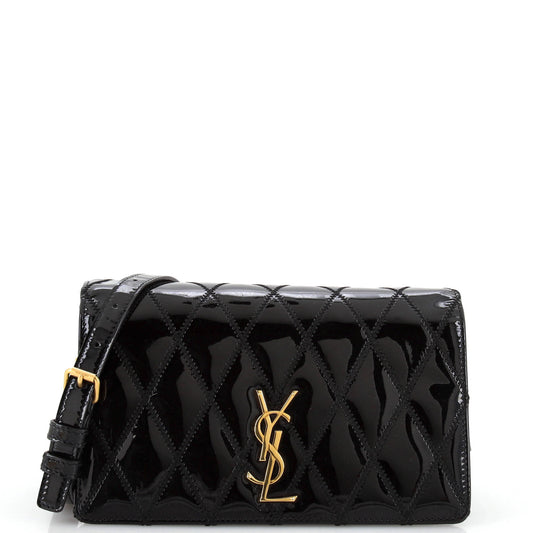 Luxury Saint Laurent Trending 2026 Angie Chain Shoulder Bag Quilted Patent Small