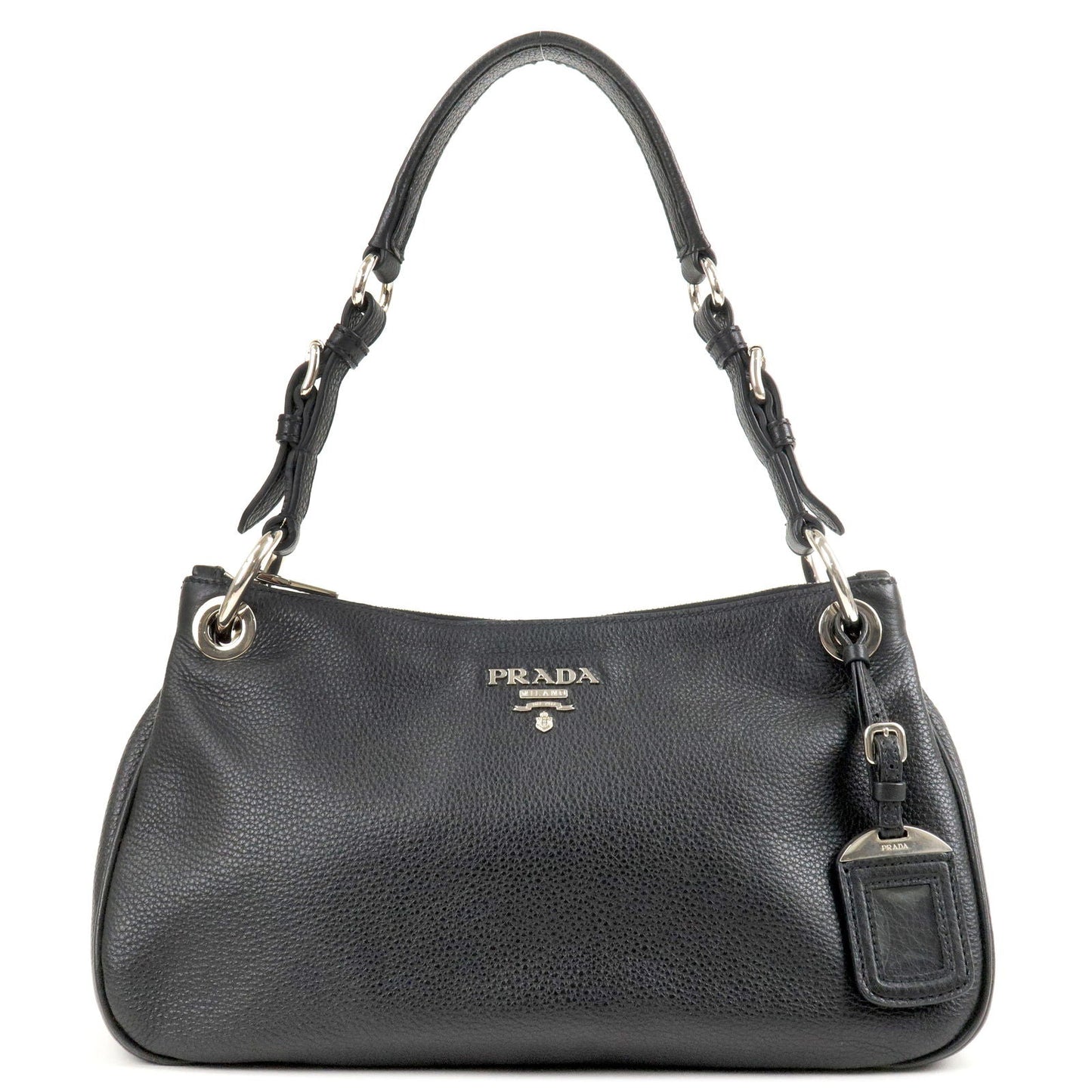 PRADA Vitello Phenix Leather Shoulder Bag NERO Black