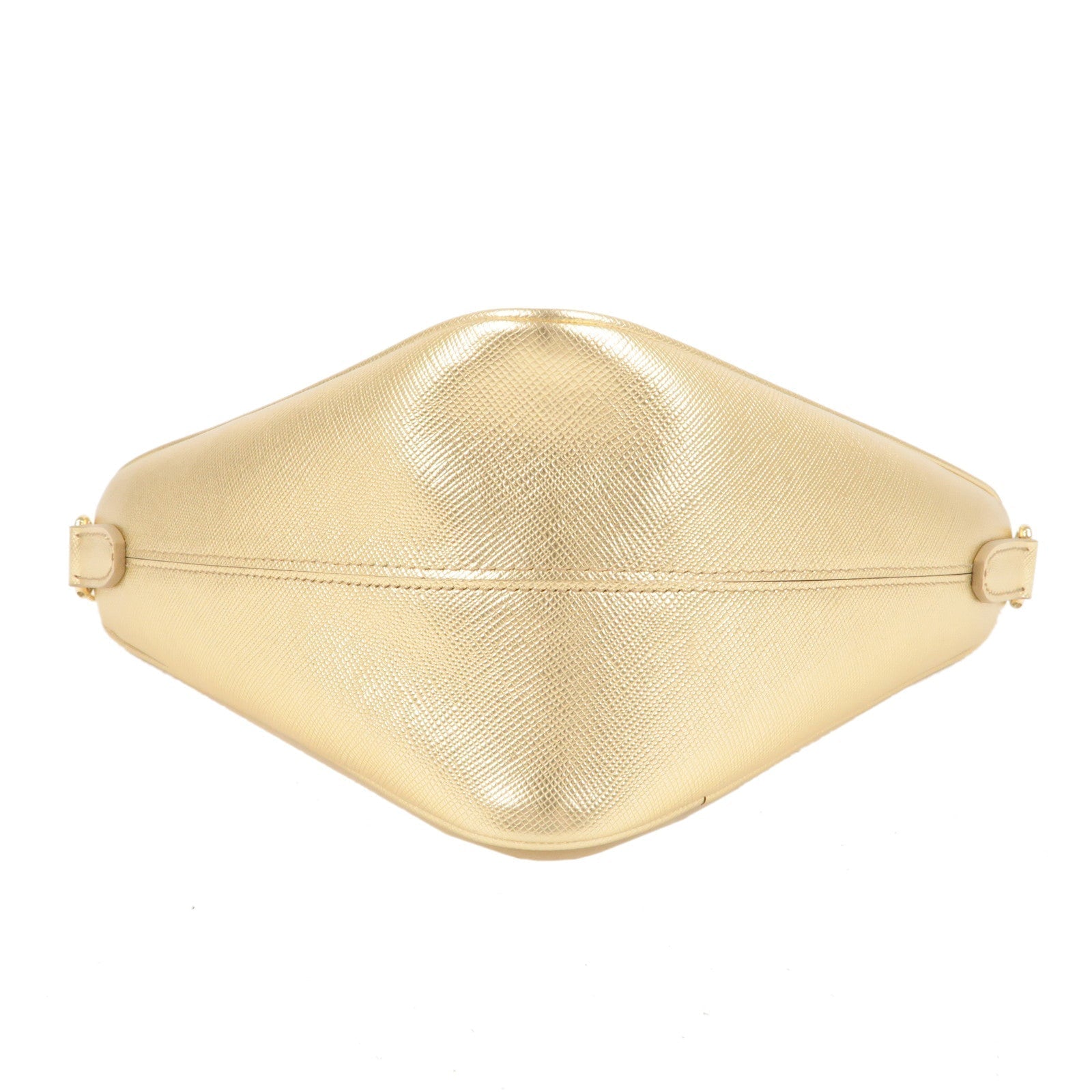 PRADA Triangle Leather Chain Shoulder Bag Gold