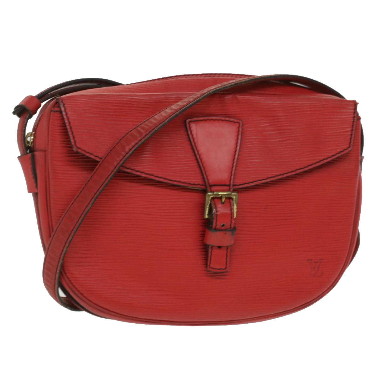 LOUIS VUITTON Epi June Feuille Shoulder Bag Red LV Auth