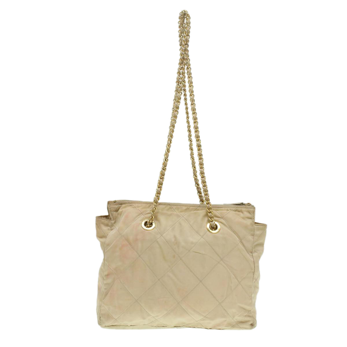 Prada Chain Shoulder Bag Nylon Beige
