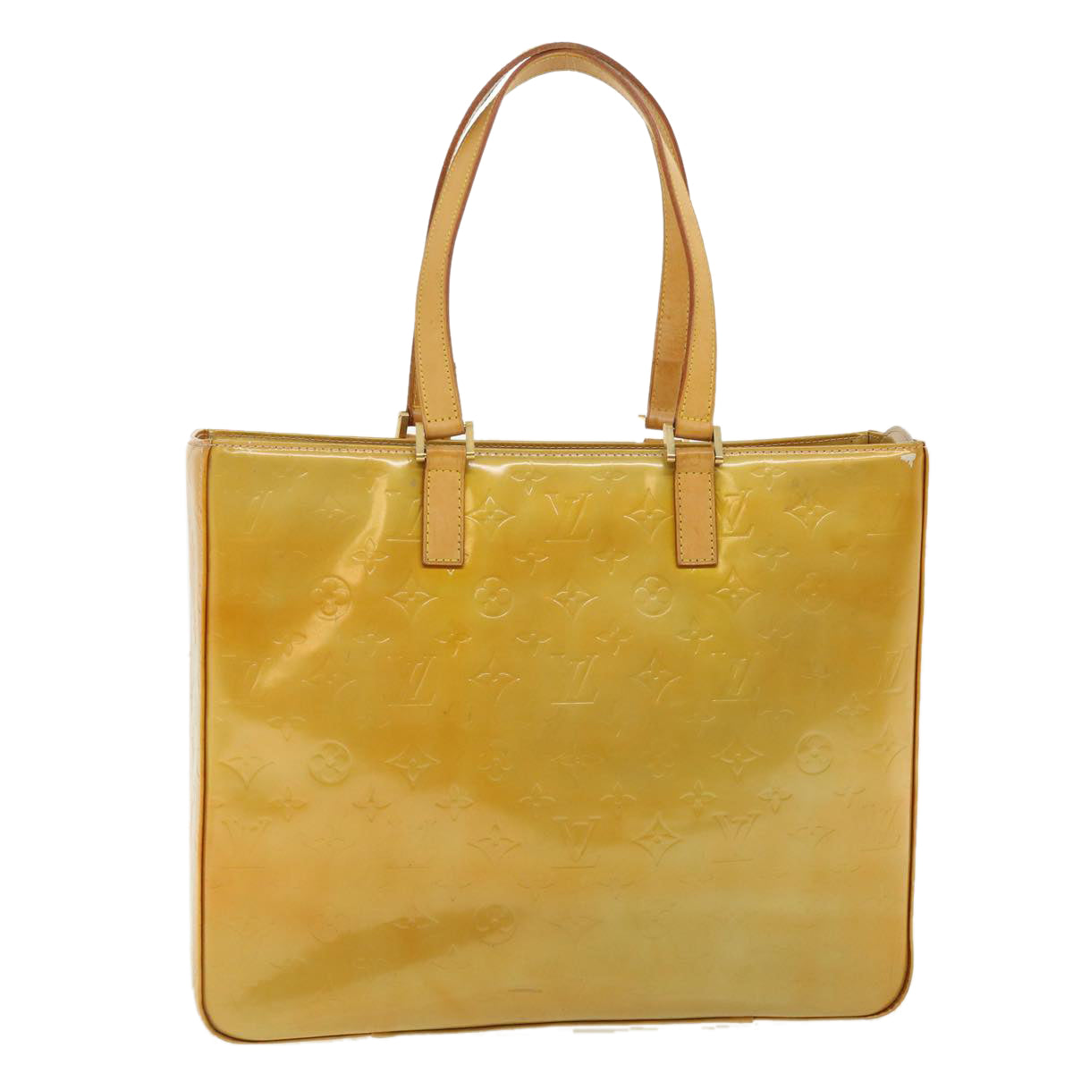 LOUIS VUITTON Monogram Vernis Columbus Tote Bag Beige LV Auth