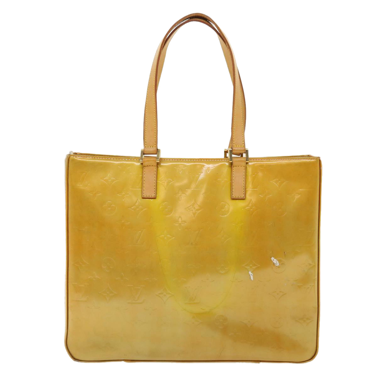 LOUIS VUITTON Monogram Vernis Columbus Tote Bag Beige LV Auth