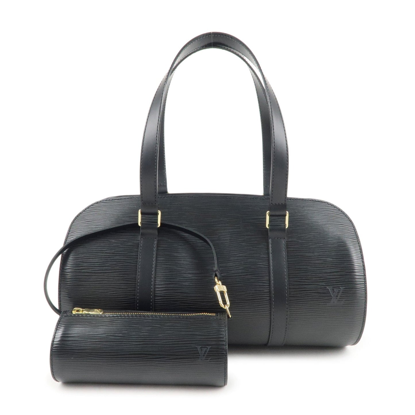 Louis Vuitton Epi Soufflot & Pouch Hand Bag Noir Black