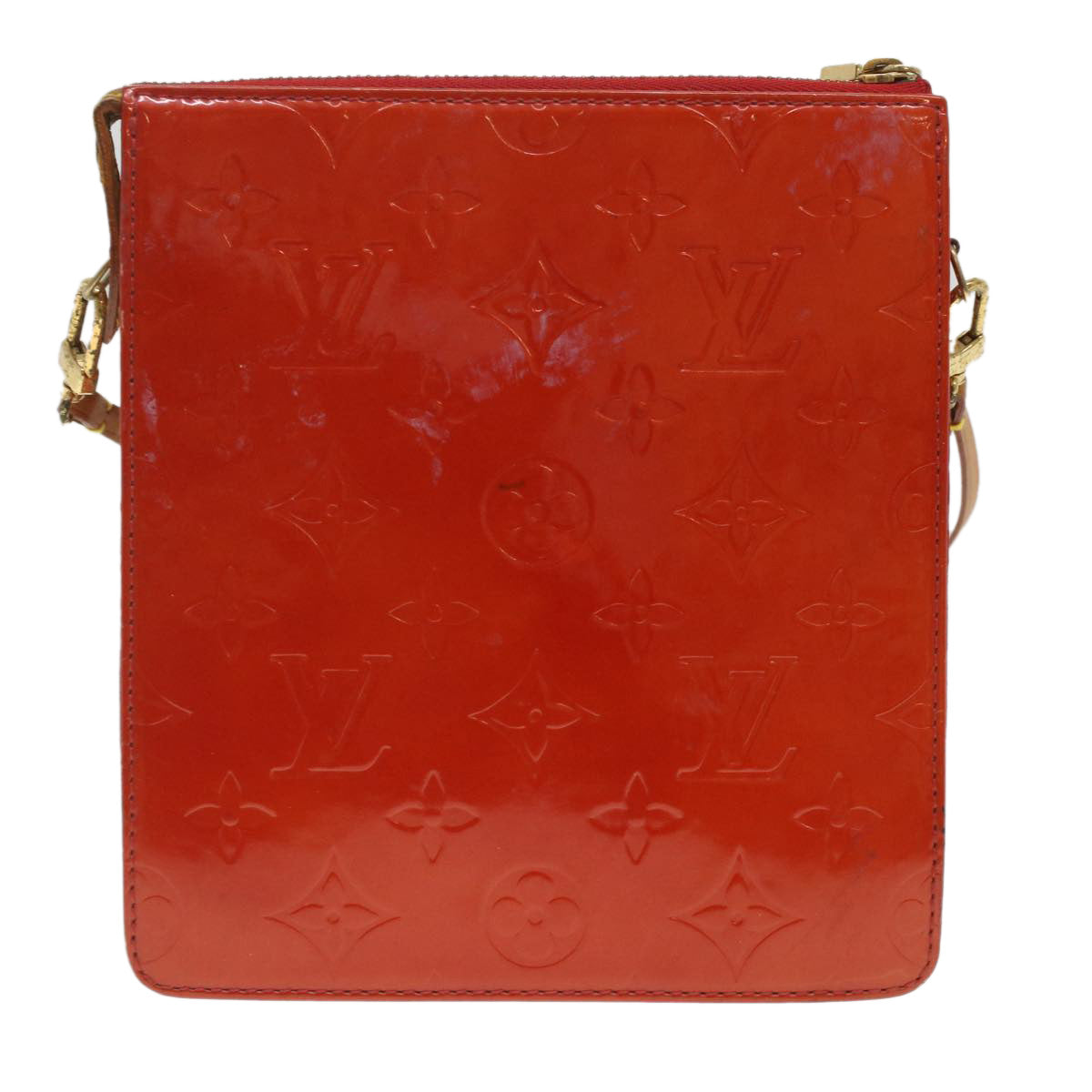 LOUIS VUITTON Monogram Vernis Motto Accessory Pouch Red LV Auth Clutch