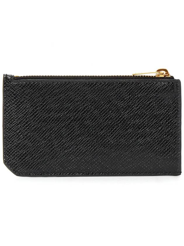 Luxury Saint Laurent Trending 2026 Coated Bark Leather Fragment Zipper Card Wallet Black