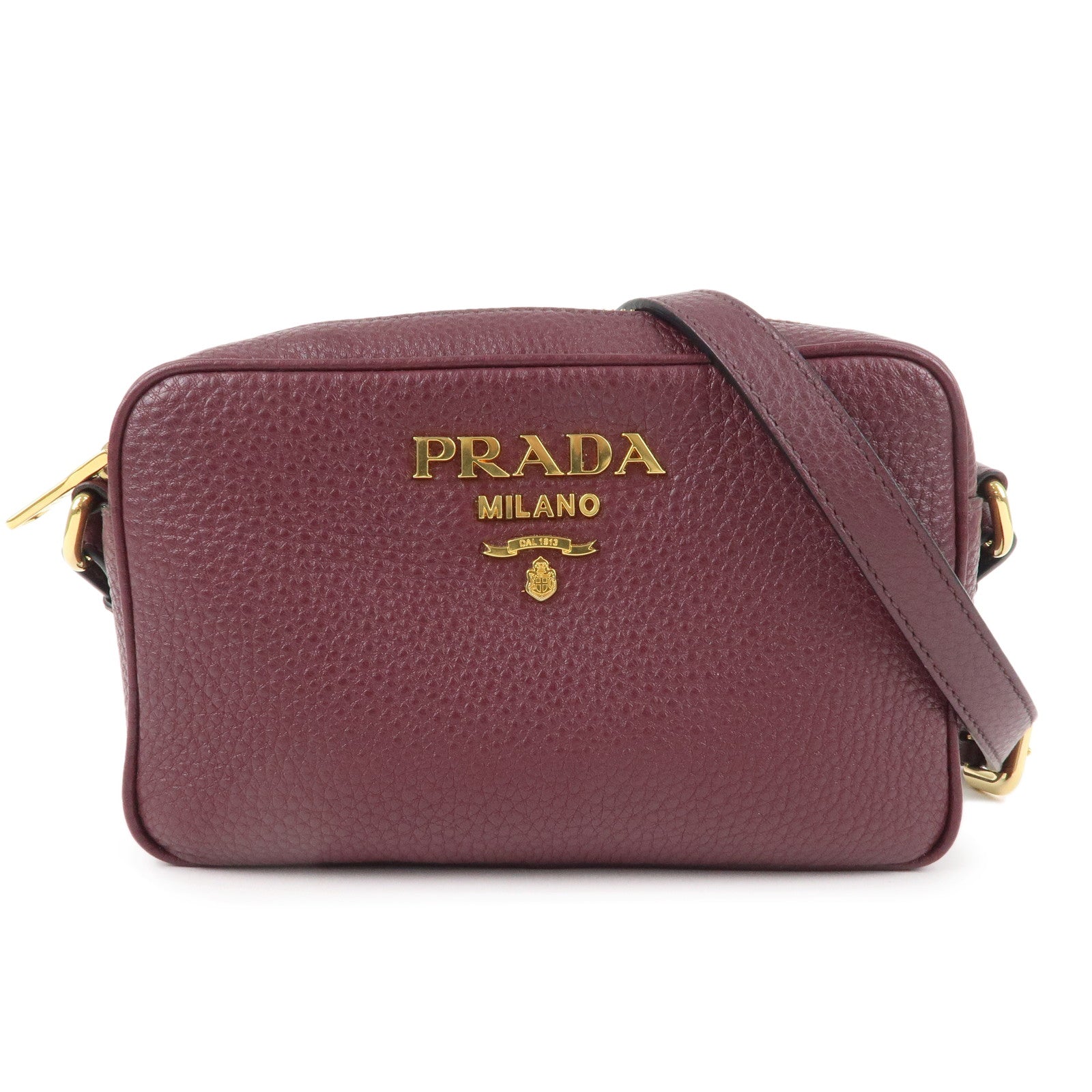 PRADA Logo Leather Shoulder Bag Crossbody Bag Purple