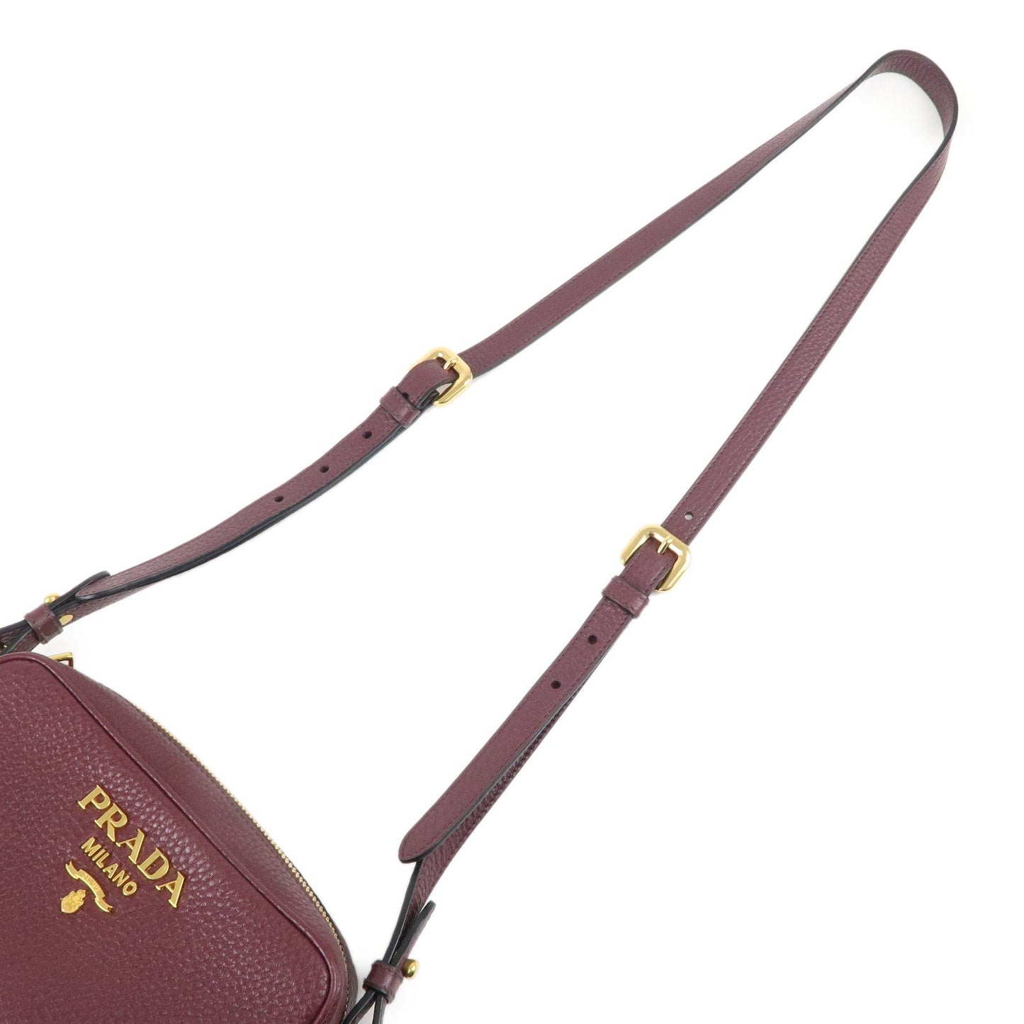 PRADA Logo Leather Shoulder Bag Crossbody Bag Purple