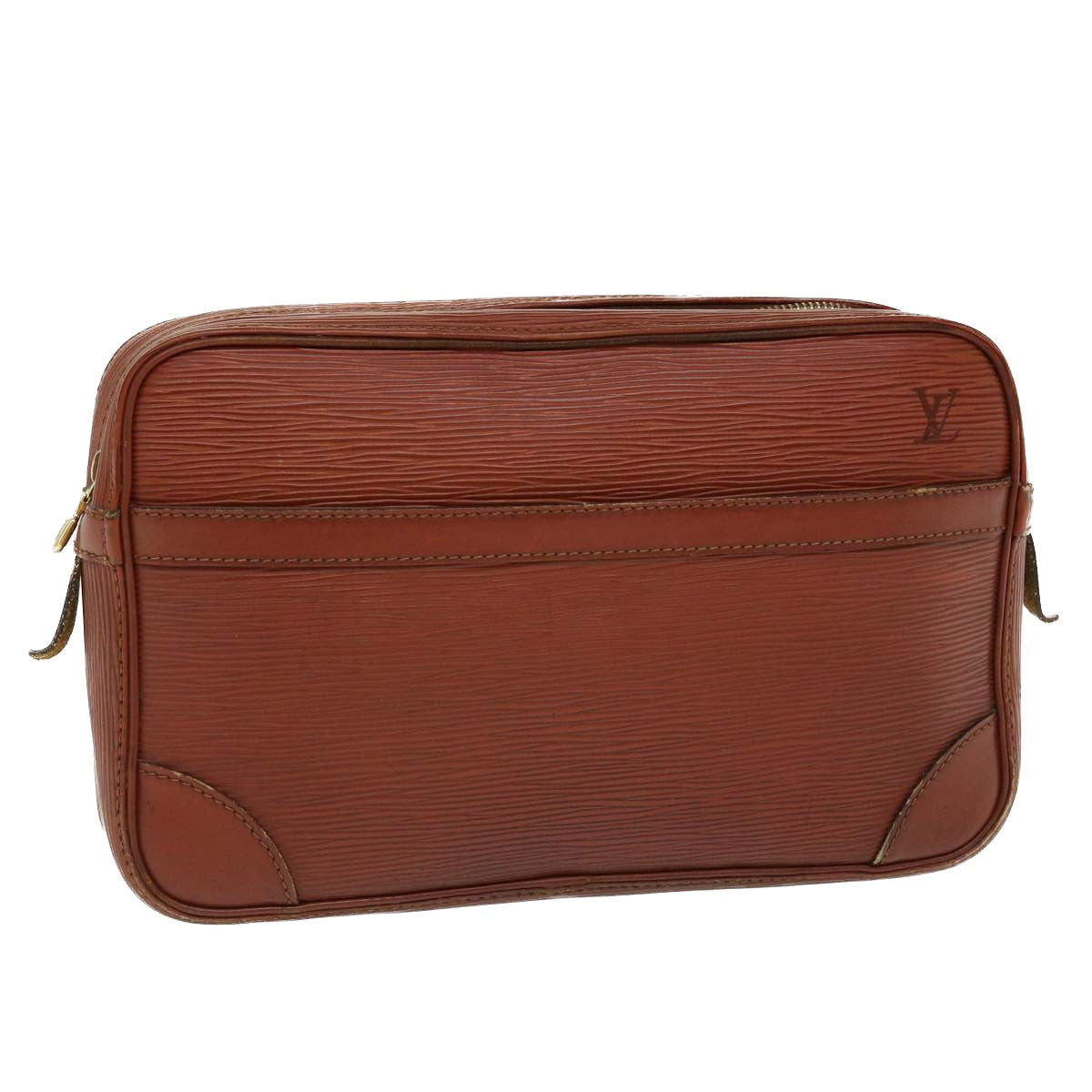 LOUIS VUITTON Epi Compiegne 28 Clutch Bag SPO Brown LV Auth