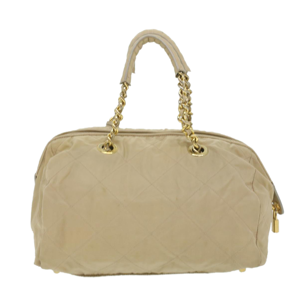 Prada Chain Hand Bag Nylon Beige