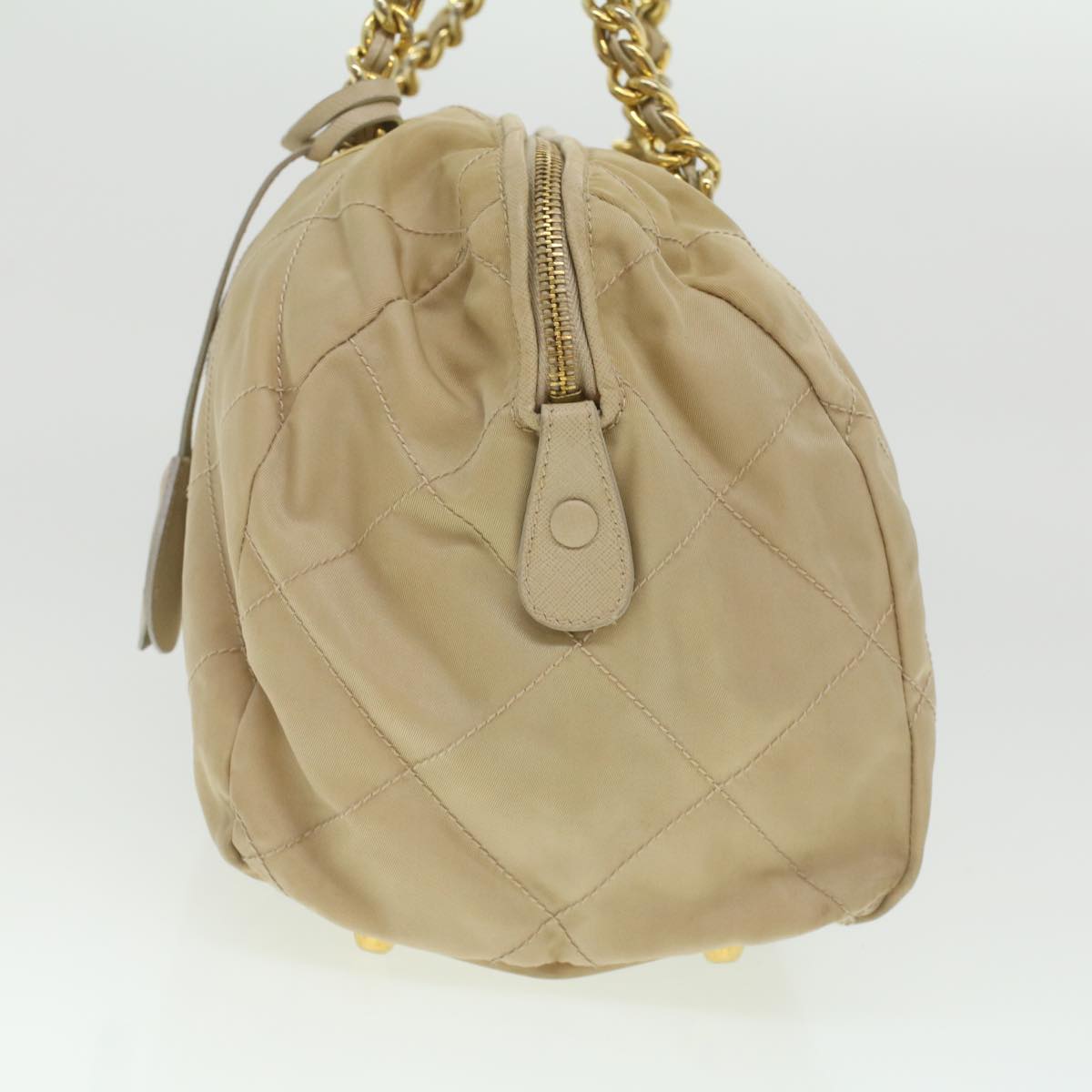 Prada Chain Hand Bag Nylon Beige