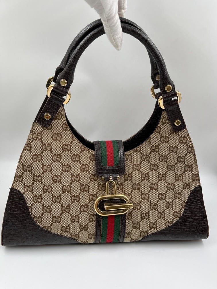 Gucci Leather Canvas Shoulder Bag
