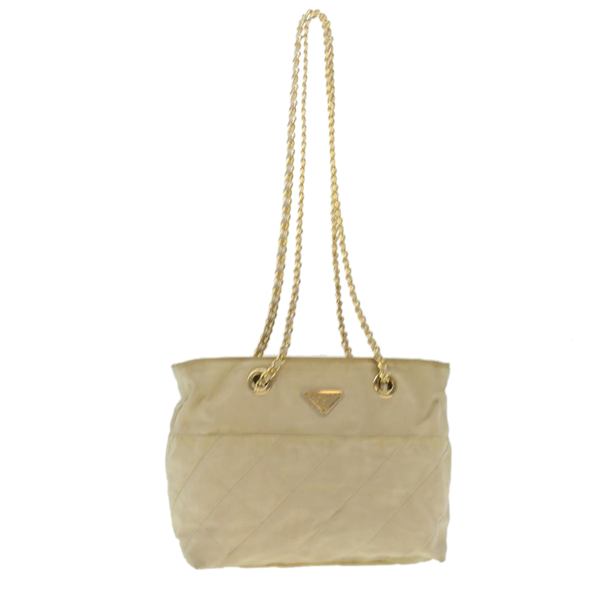 Prada Chain Shoulder Bag Nylon Beige