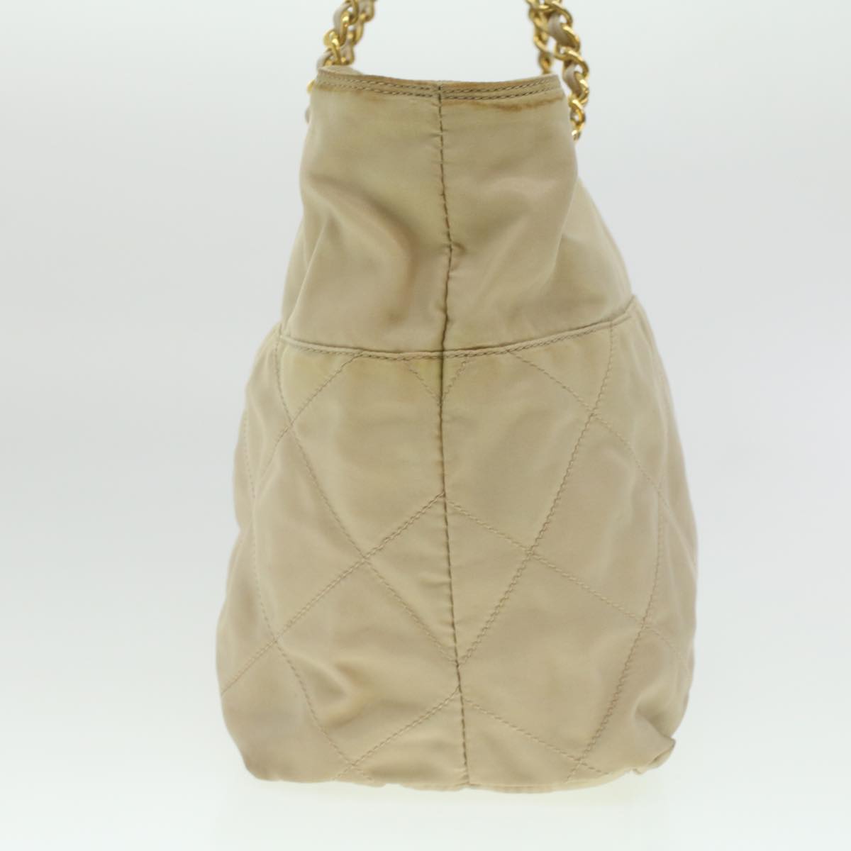 Prada Chain Shoulder Bag Nylon Beige