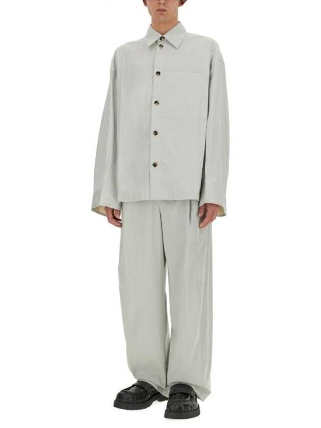 Luxury Bottega Veneta Cotton Silk Long Sleeve Shirt Cloud