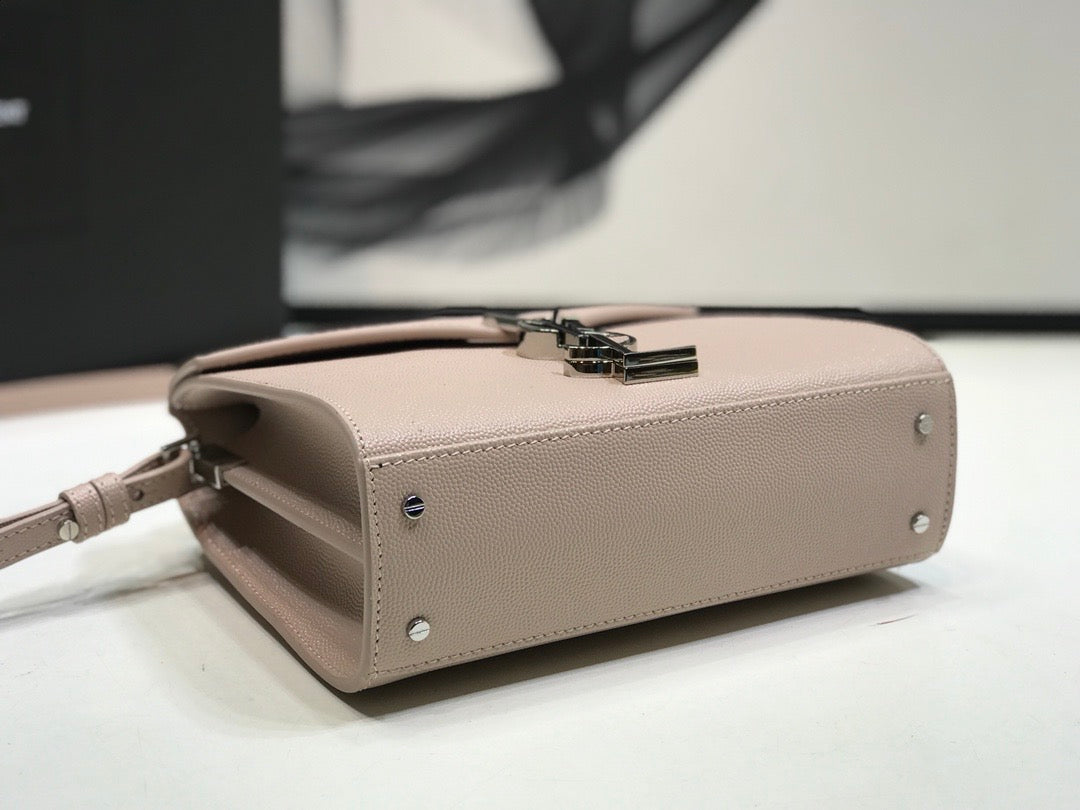 Yves Saint Laurent Cassandra Medium Top Handle Bag Beige.6in/.5cm