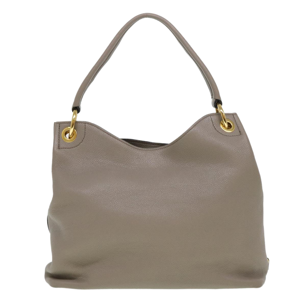 Prada Shoulder Bag Buffalo Leather Goat Fur Gray