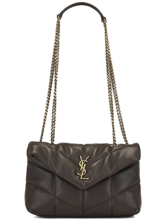 Luxury Saint Laurent Trending 2025 Toy Puffer Quilting Lambskin Shoulder Bag Light Musk