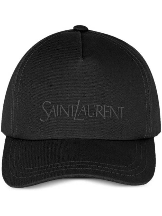 Luxury Saint Laurent Trending 2026 Embroidered Logo Gabardine Weave Cotton Ball Cap Black