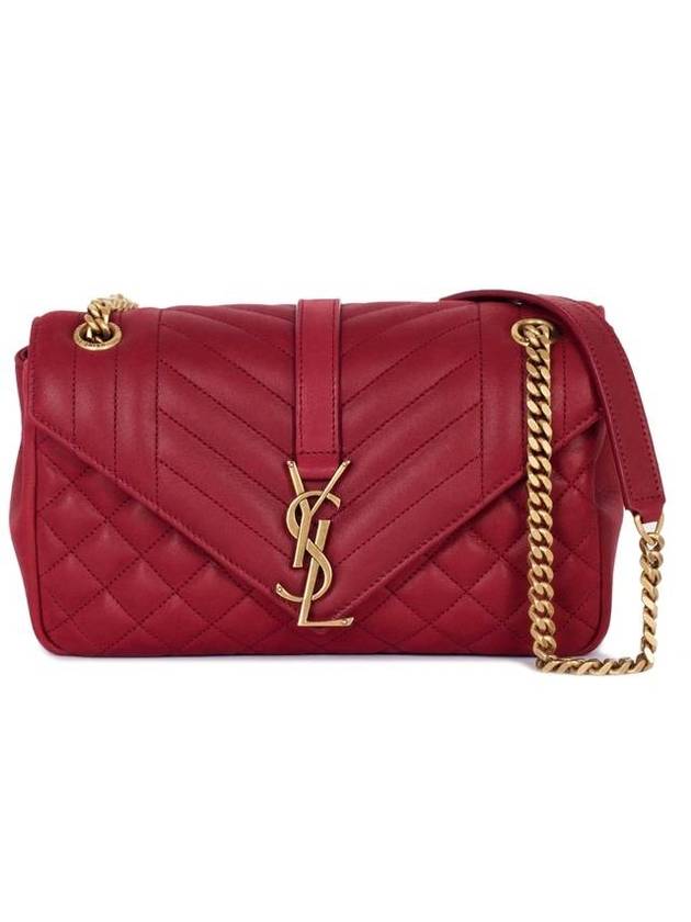 Luxury Saint Laurent Trending 2025 Gold Monogram Satchel Cross Bag Red