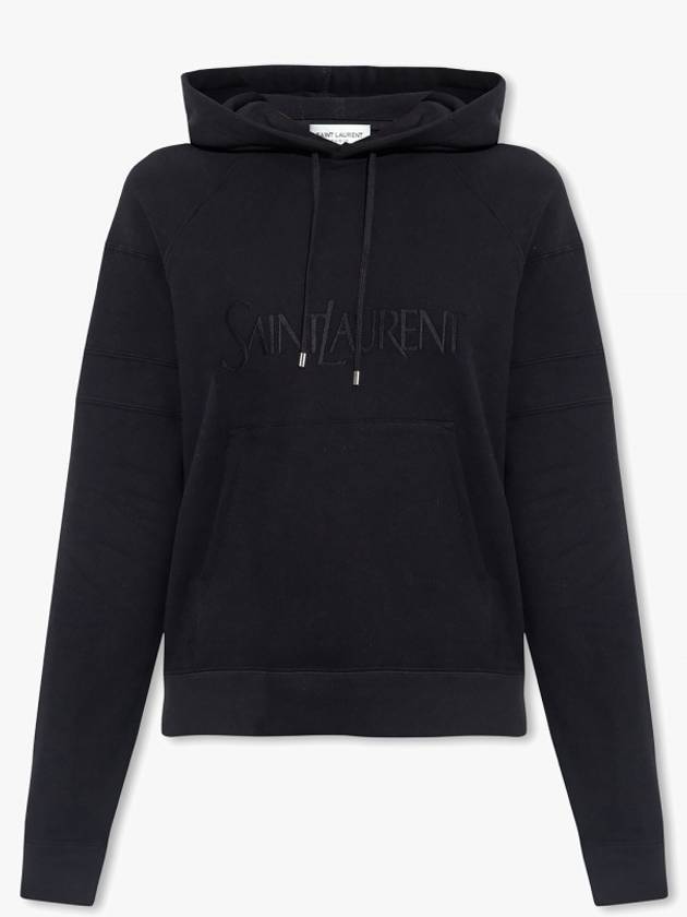 Luxury Saint Laurent Trending 2026 Front Logo Cotton Hoodie Black