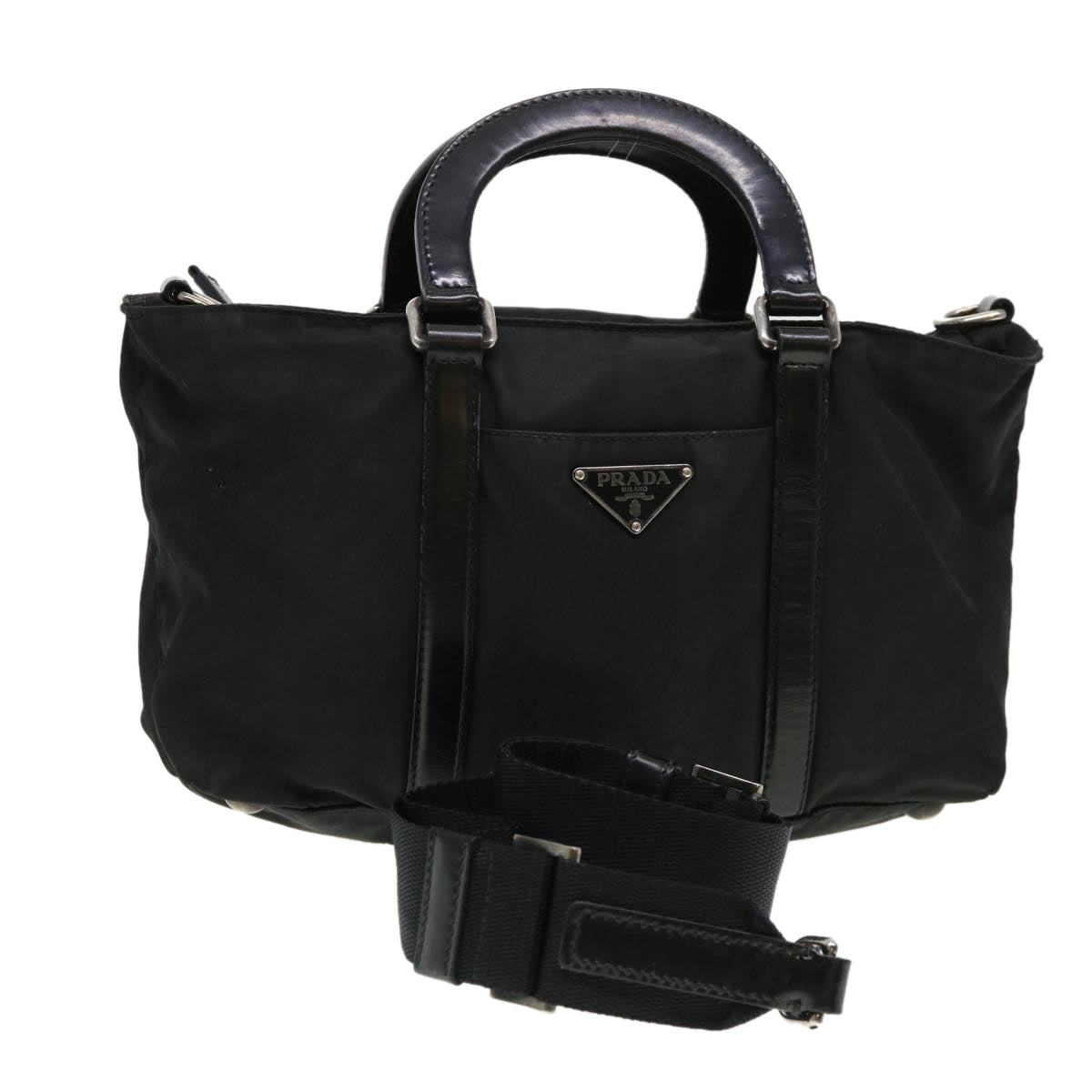 Prada Hand Bag Nylon 2way Black