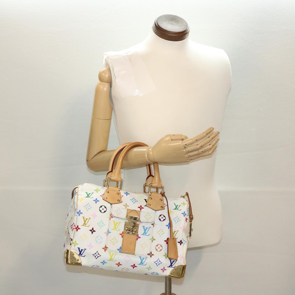 LOUIS VUITTON Monogram Multicolor 30 Hand Bag White M92643 LV 39979A