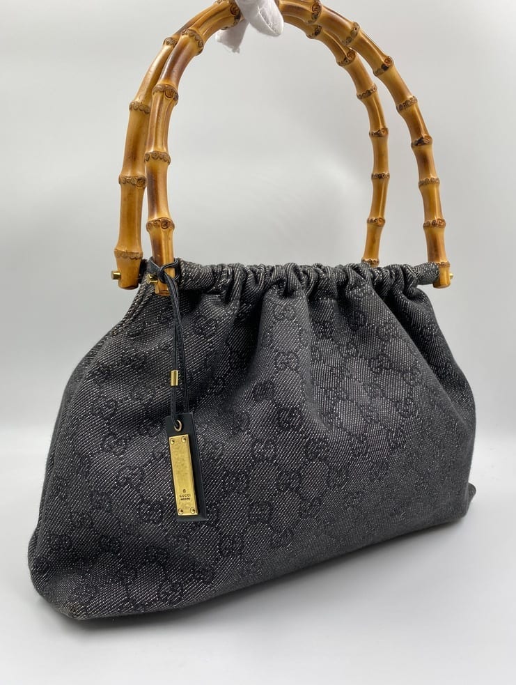 Gucci Bamboo Leather Canvas Tote Style 2