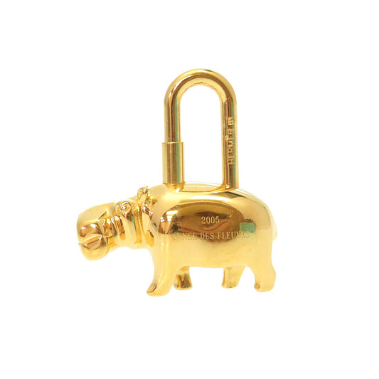 HERMES key ring metal gold Hippopotamus ANNEE DES FLEUVES Hippopotamus Bag Charm Women
