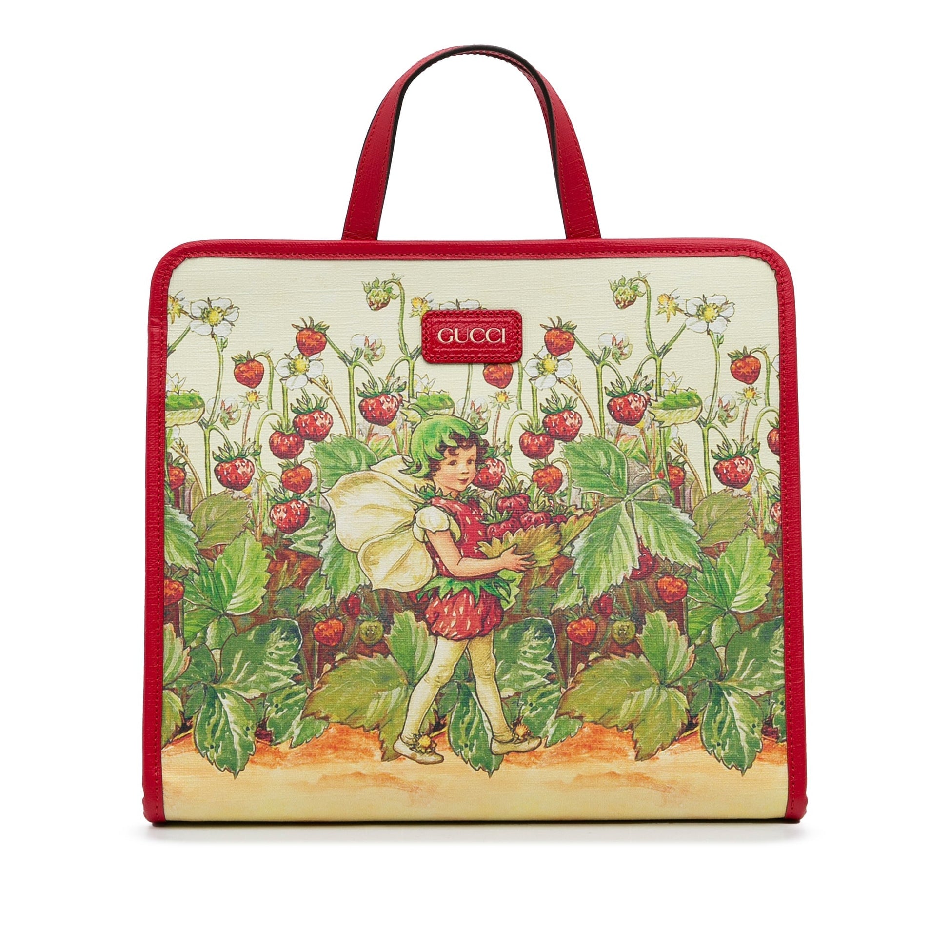 Gucci Red Leather Canvas Tote Style 1