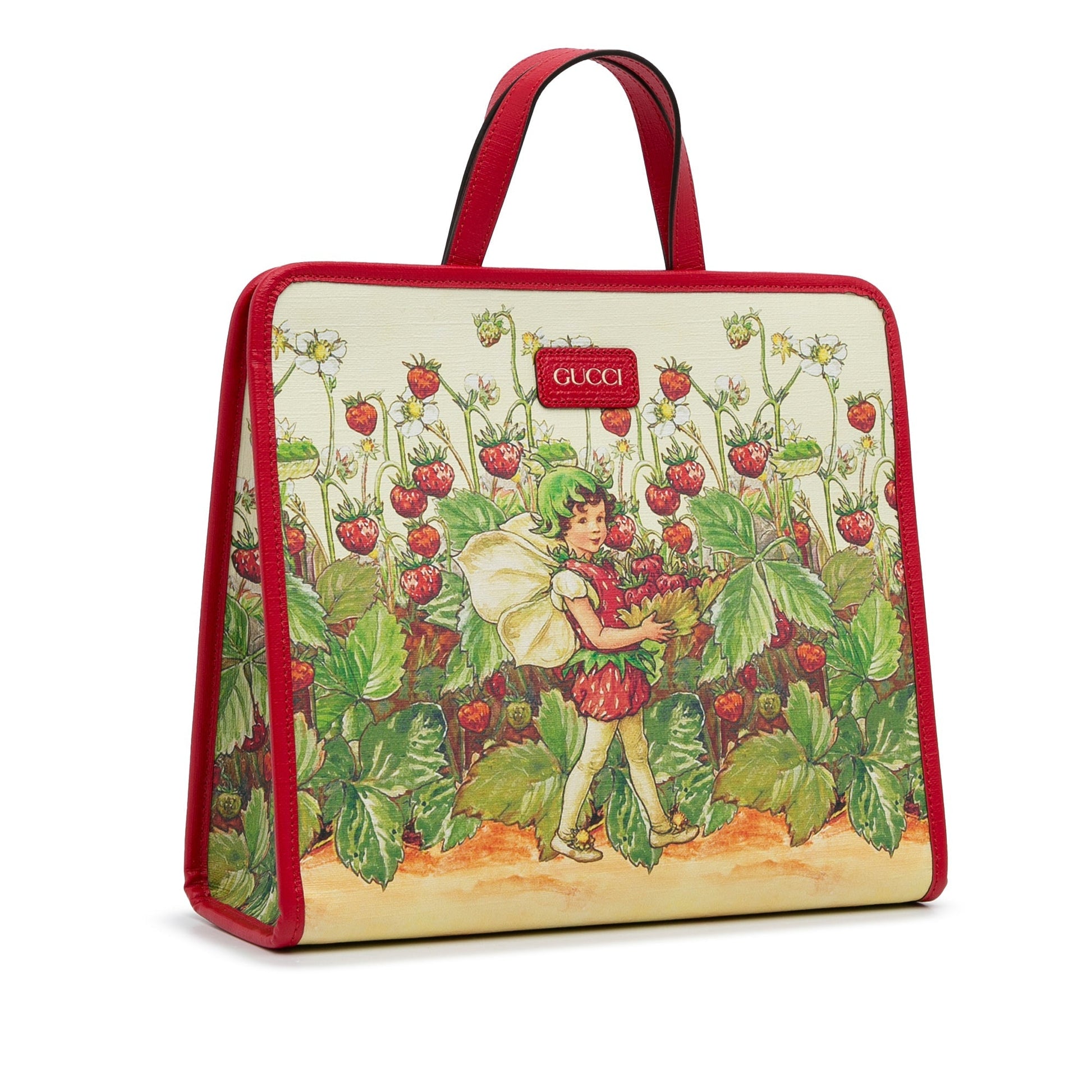 Gucci Red Leather Canvas Tote Style 1