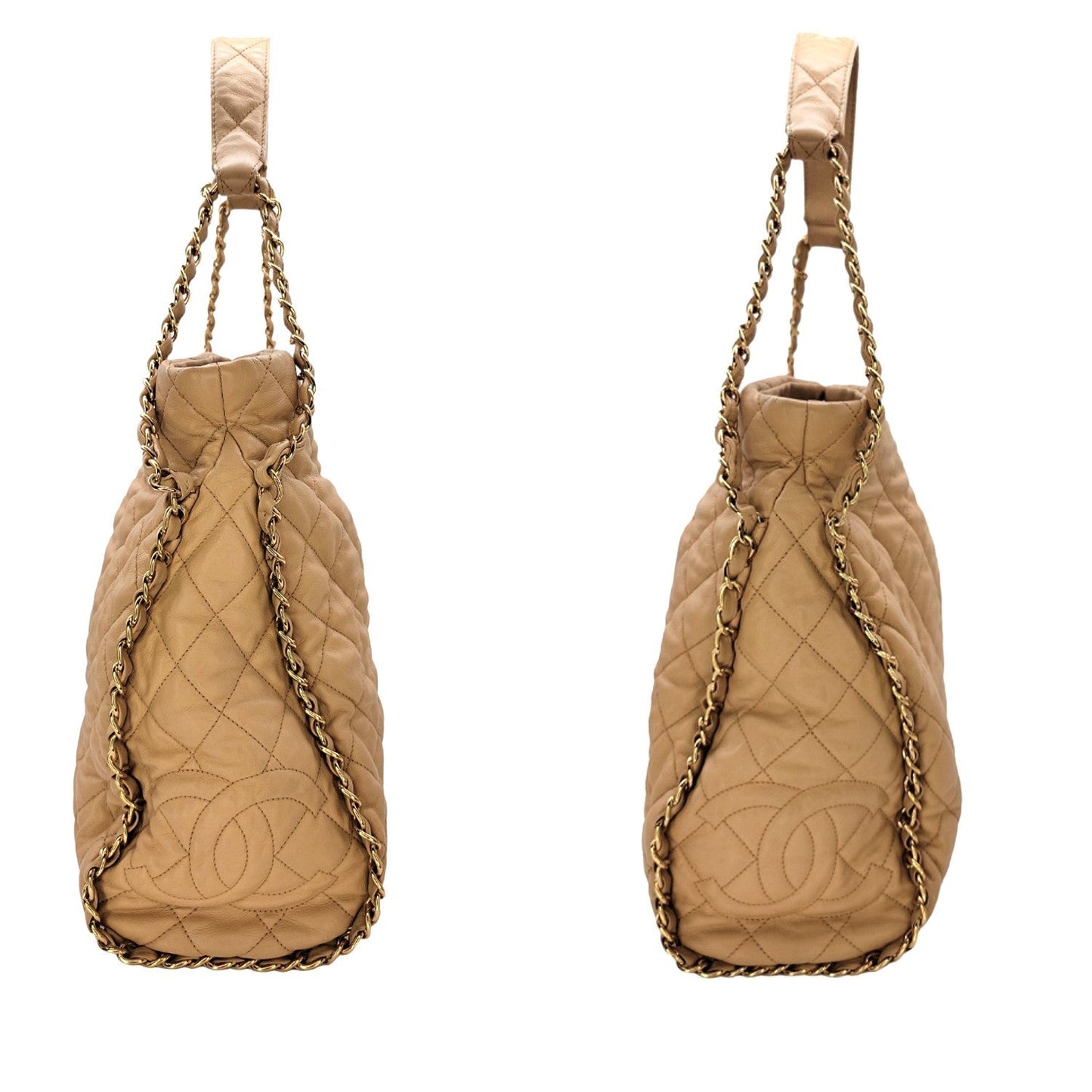 Chanel 2011 Quilted Chain Me Hobo Beige Clair Shoulder Bag