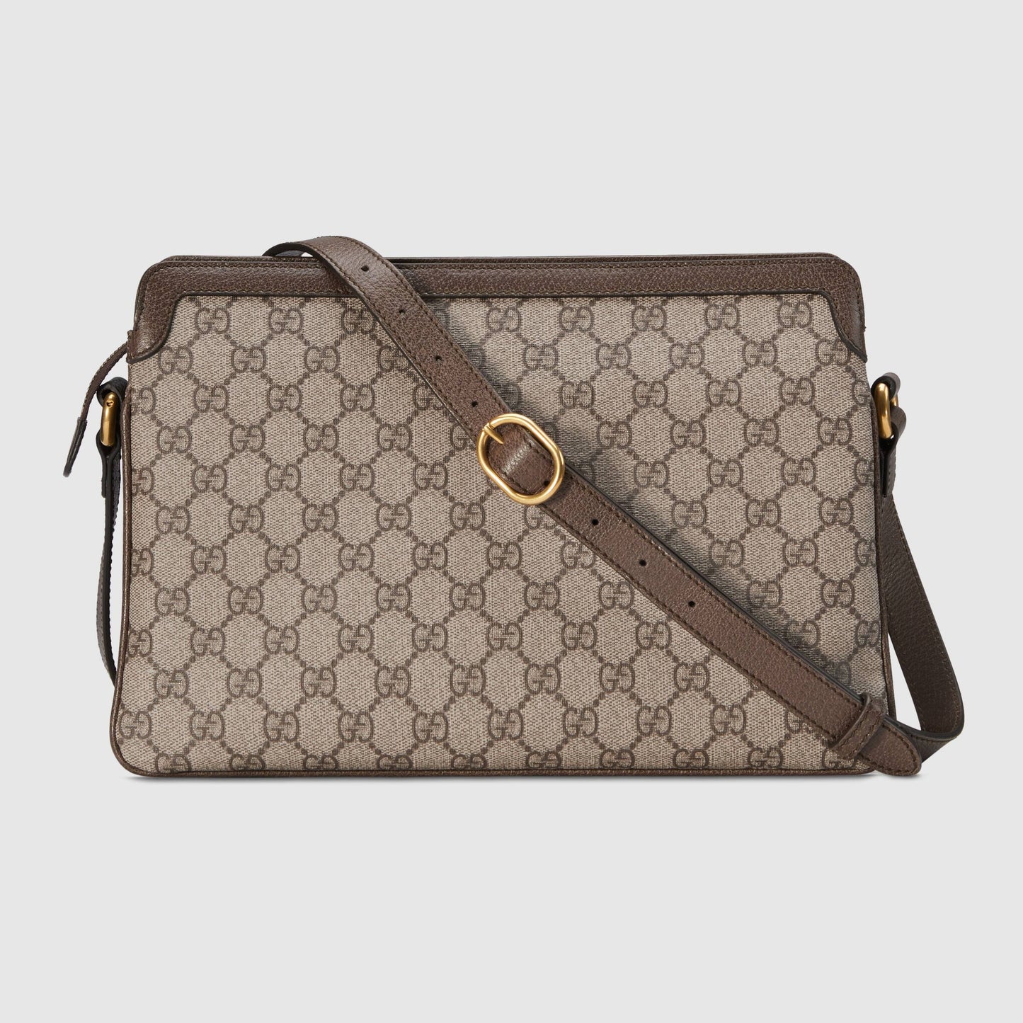 Gucci Monogram Saddle Leather Canvas Crossbody