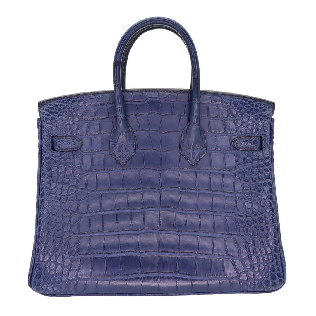 Hermes25cm Birkin Bleu Saphir Matte Alligator Gold Hardware