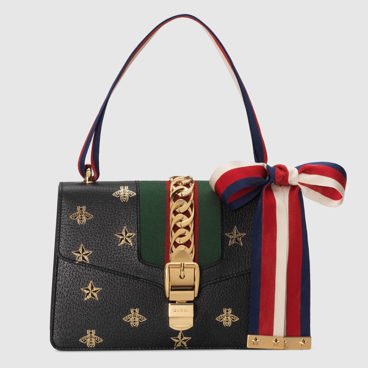 Gucci Monogram Nylon Chain Leather Crossbody